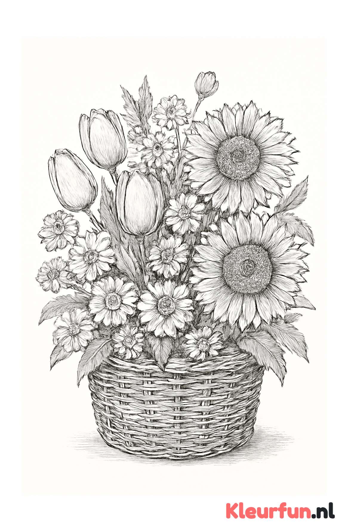Mand met verschillende bloemen