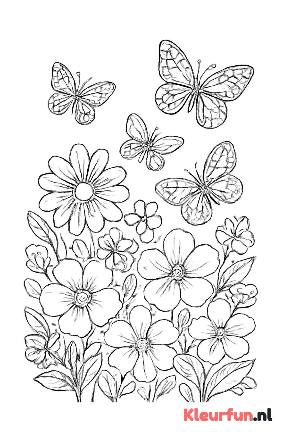 Bloemen en vlinders in detail