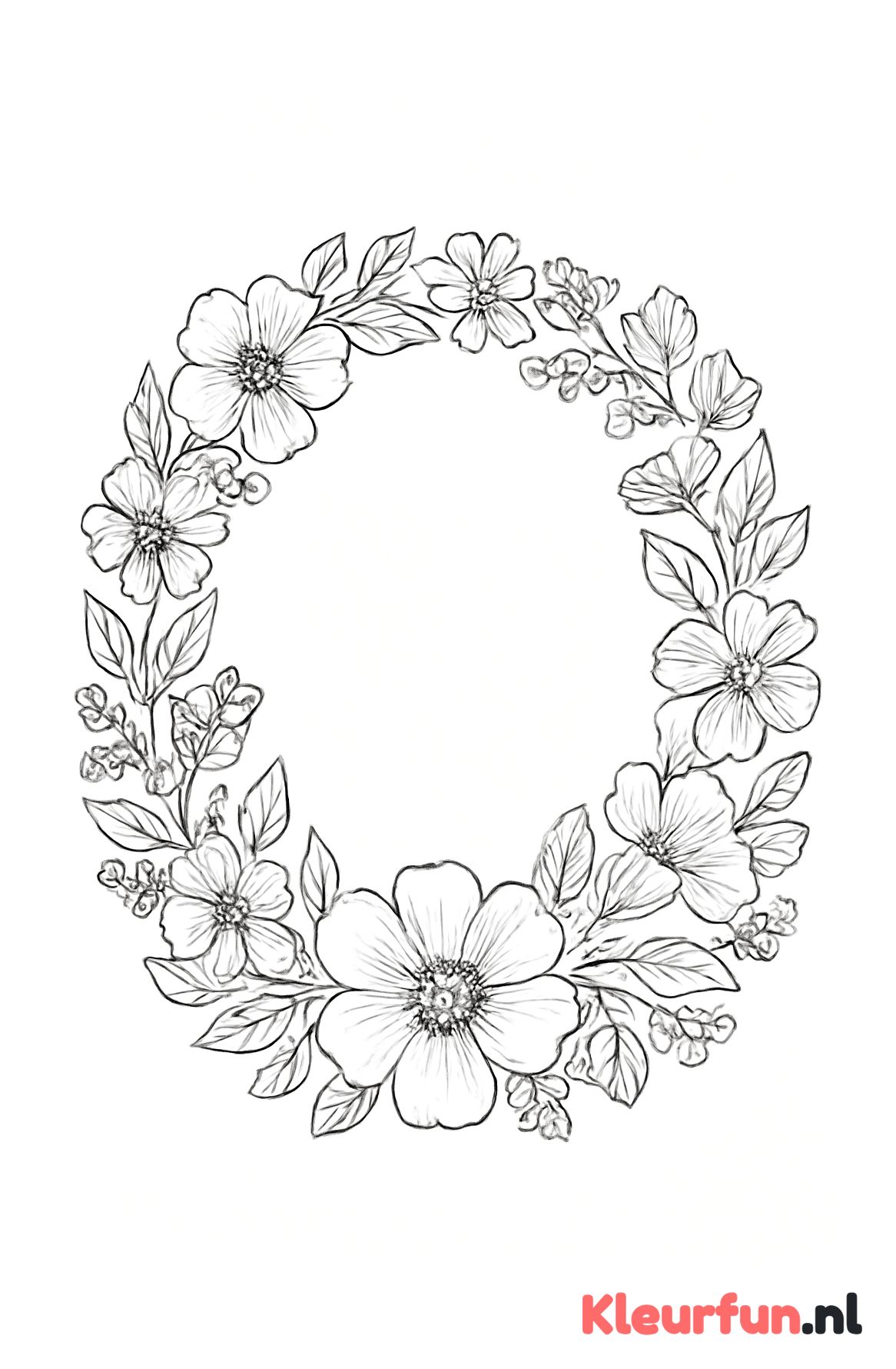 Bloemenkrans met diverse soorten bloemen