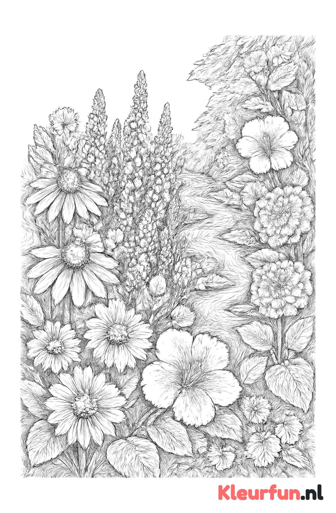 Bos bloemen bij een kabbelend beekje