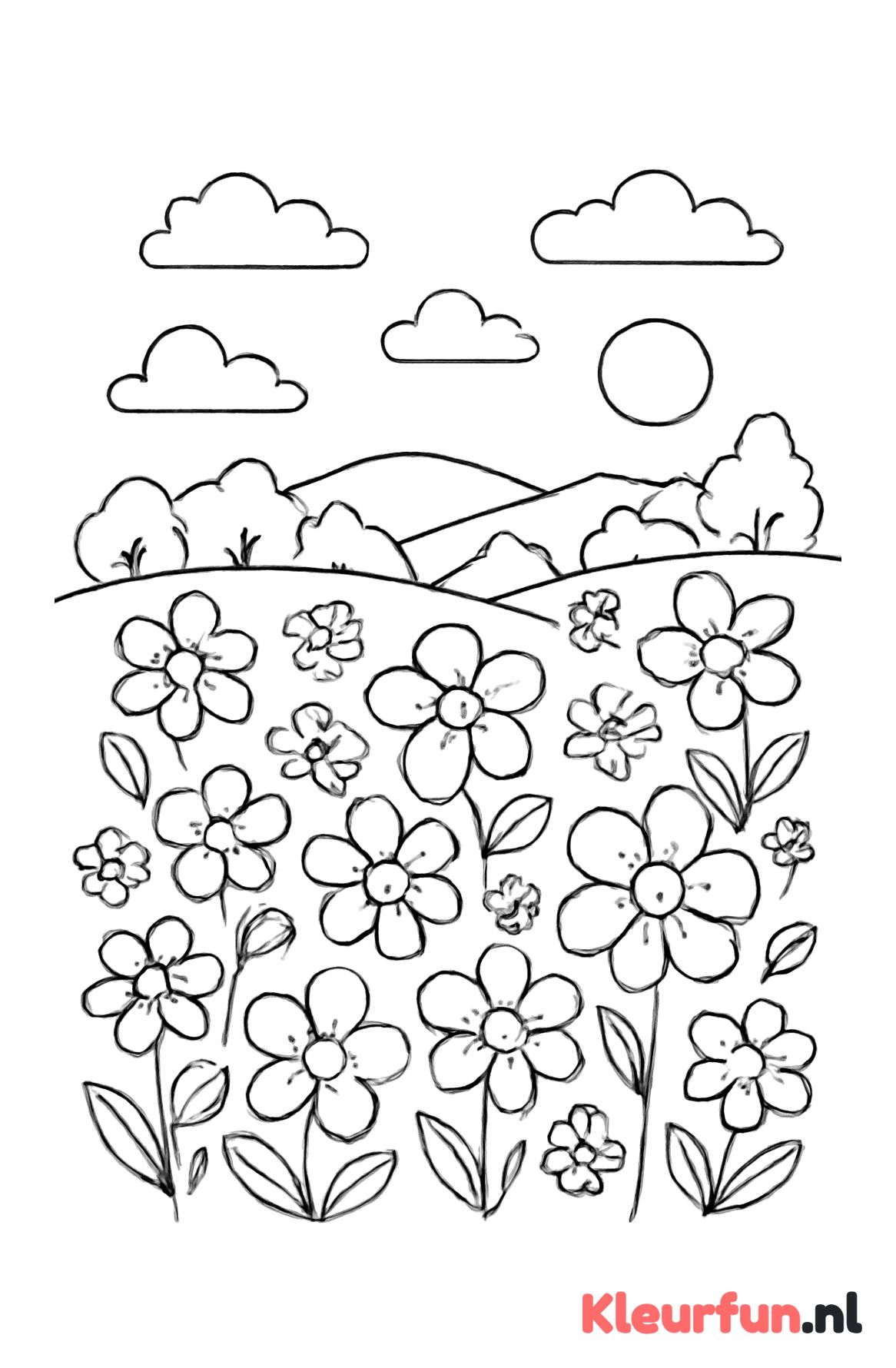 Bloemenheuvel met bos bloemen