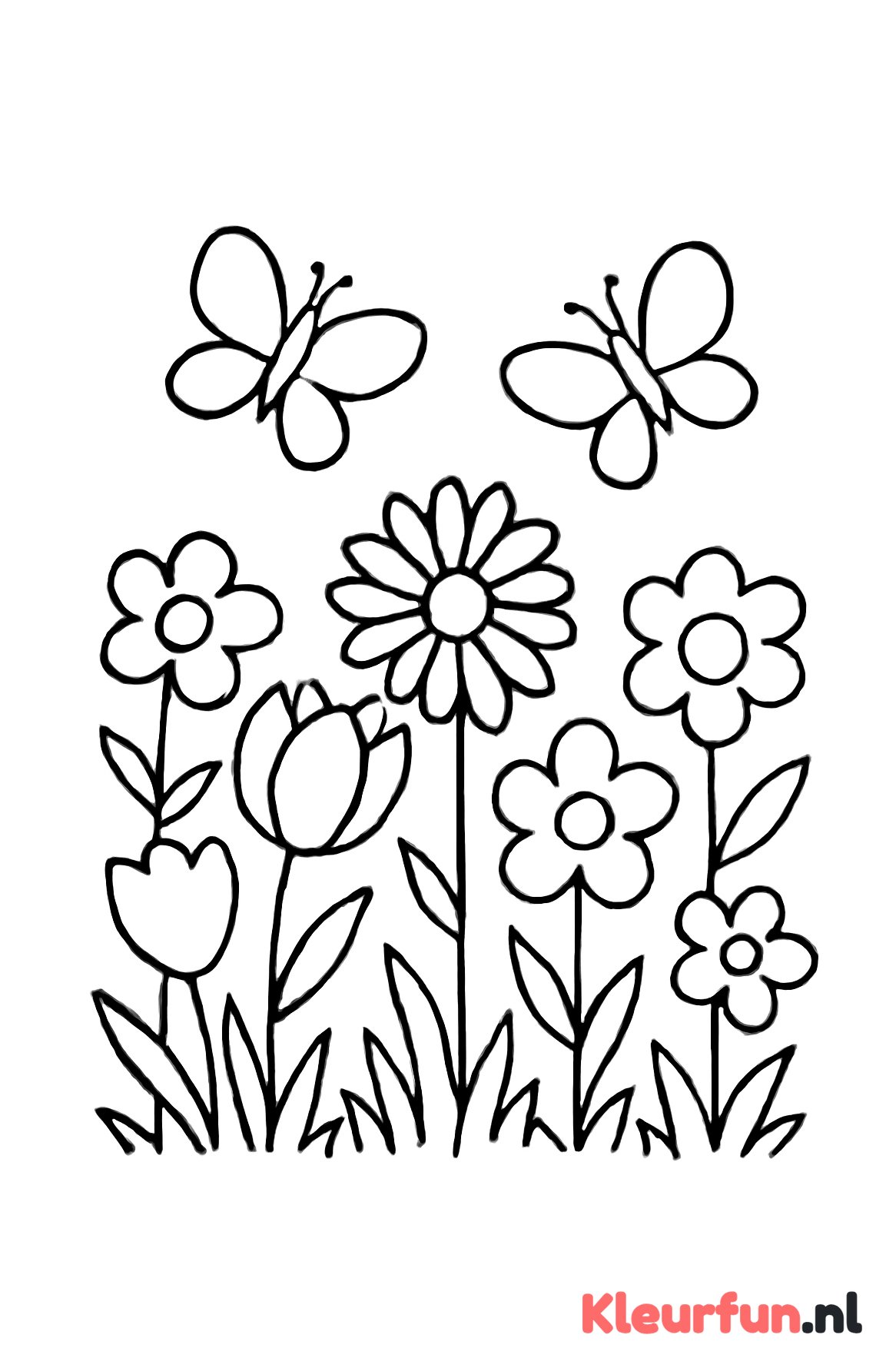 Bloementuin met vlinders