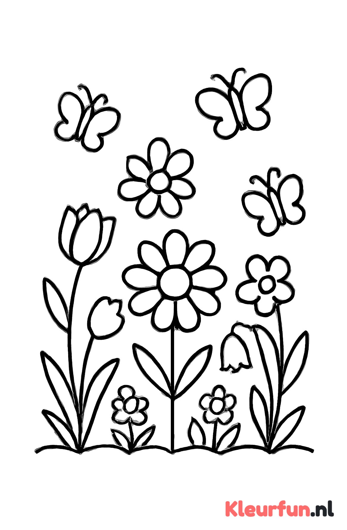 Bloemenveld met vlinders