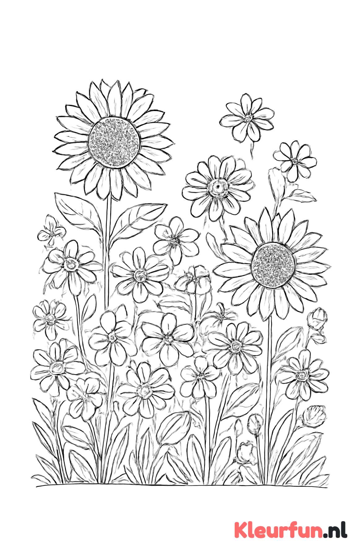 Bloemenweide met zonnebloemen