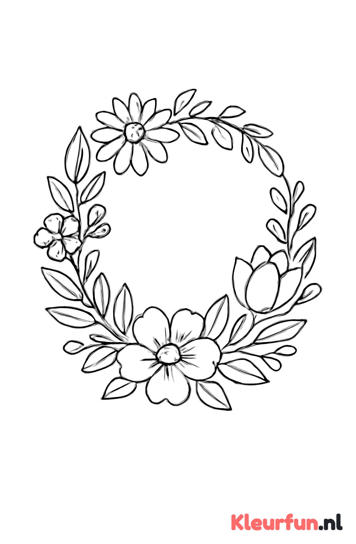 Bloemkrans met verschillende bloemen