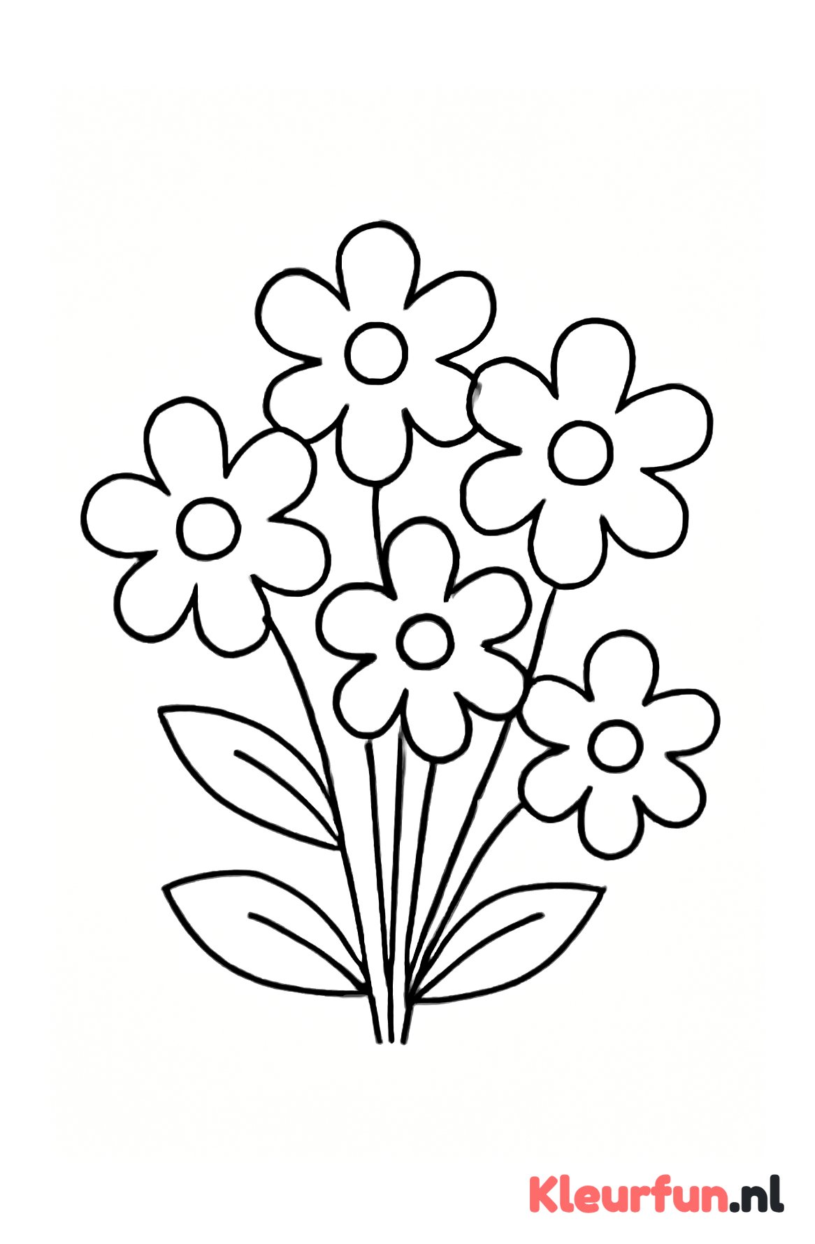 Bos bloemen met grote bloemstelen en een paar bloemen
