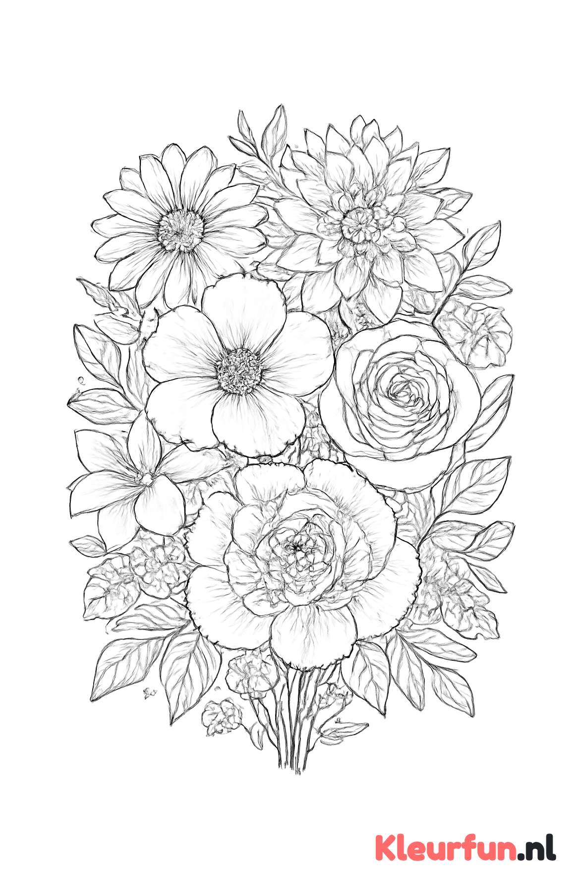 Gedetailleerd boeket bloemen