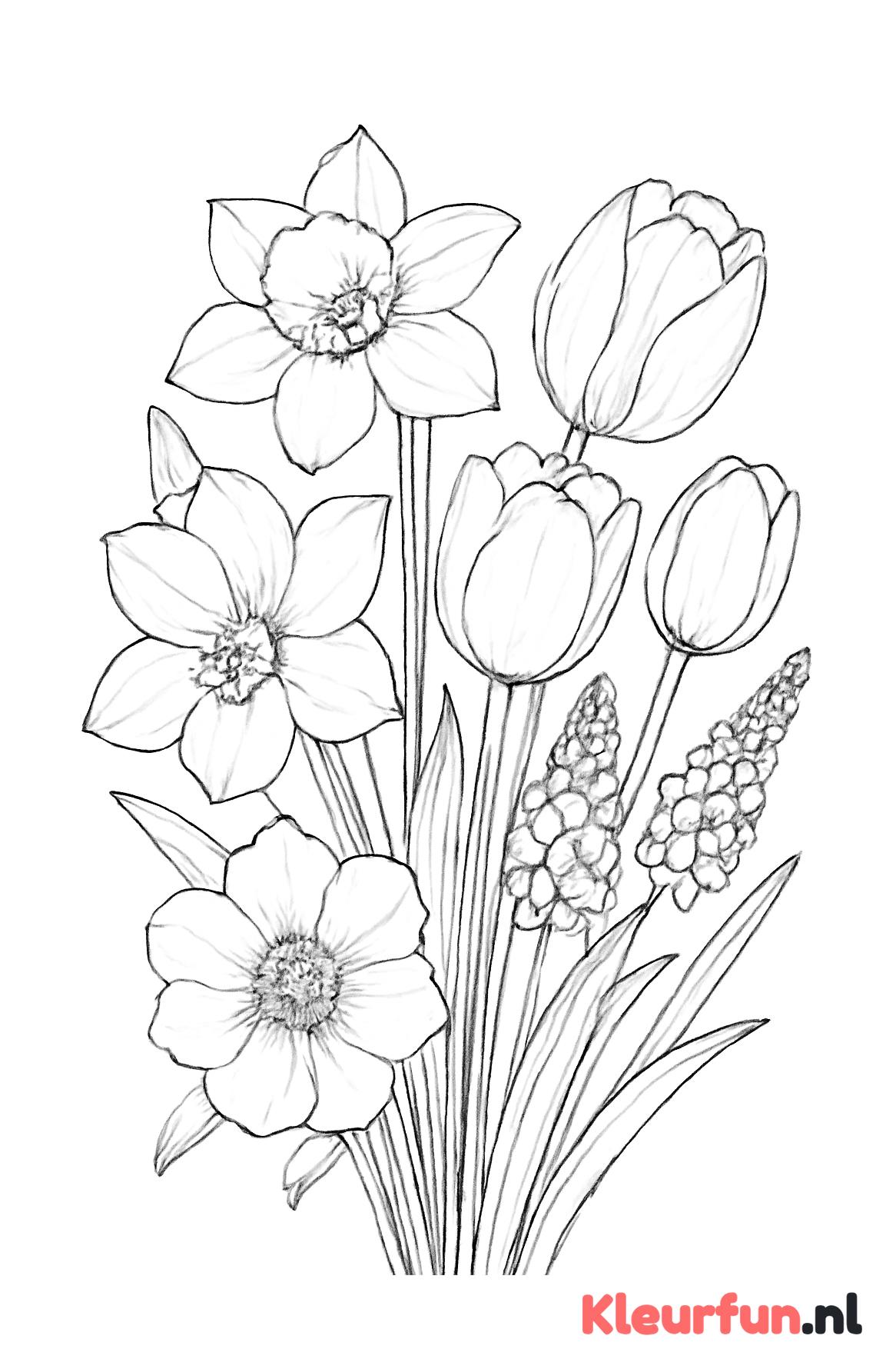 Boeket voorjaarsbloemen