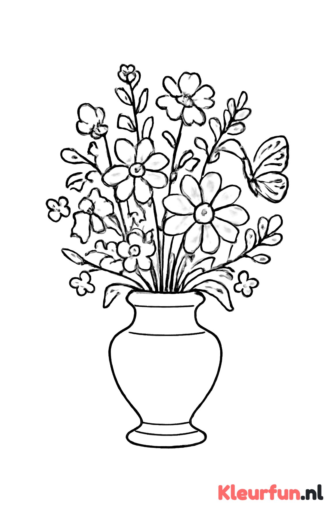 Boeket wildbloemen met vlinder