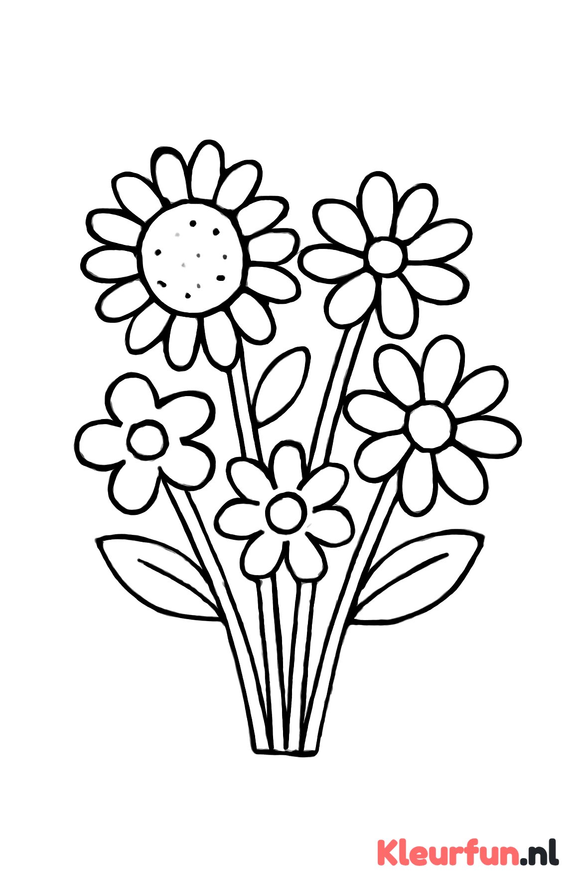 Bos bloemen met madeliefjes en zonnebloemen