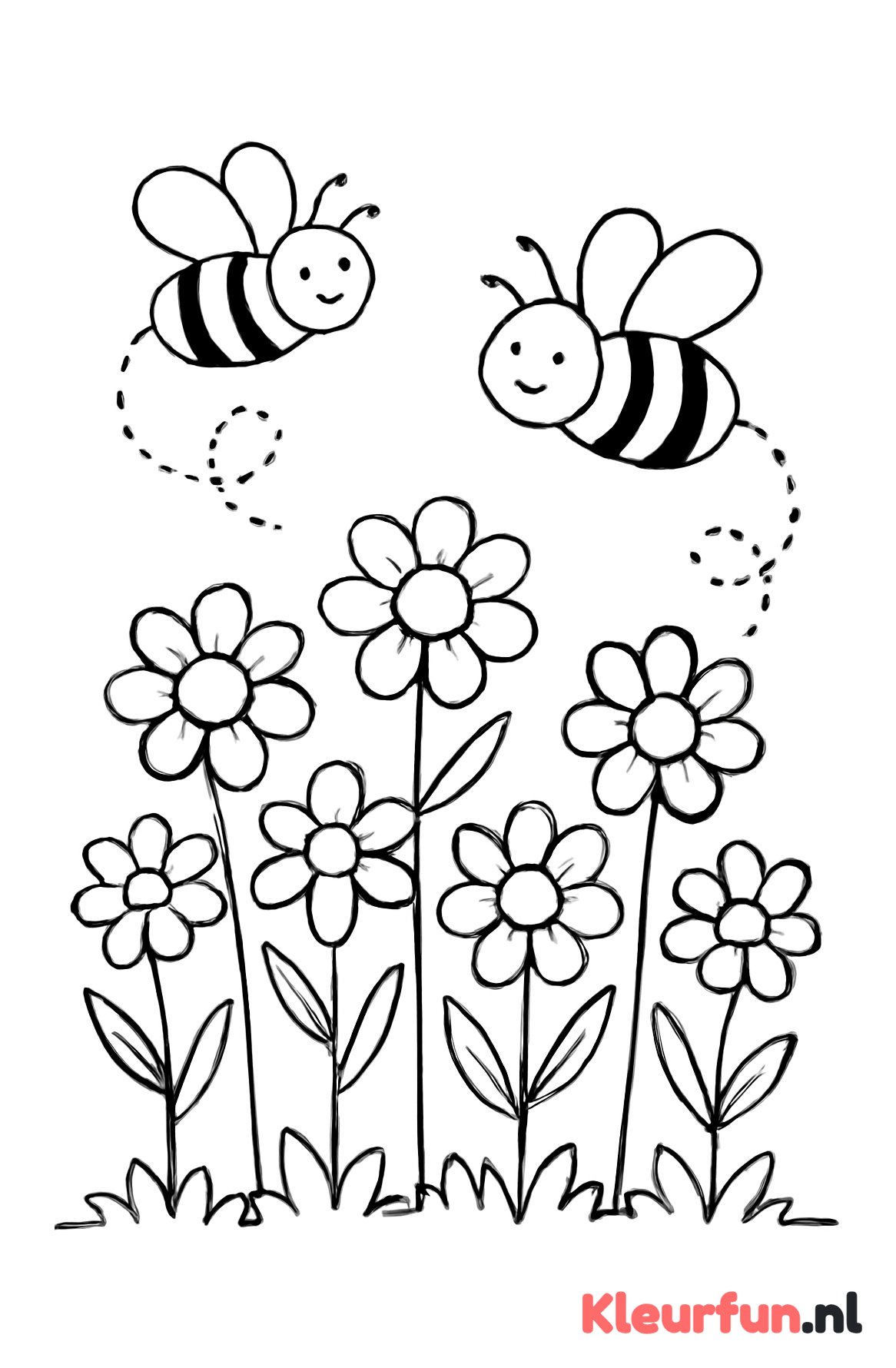 Bos bloemen met bijen