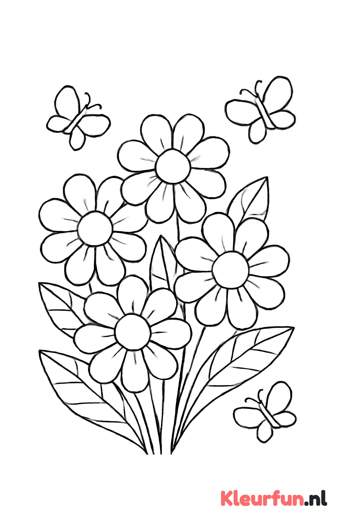 Bos bloemen met vlinders
