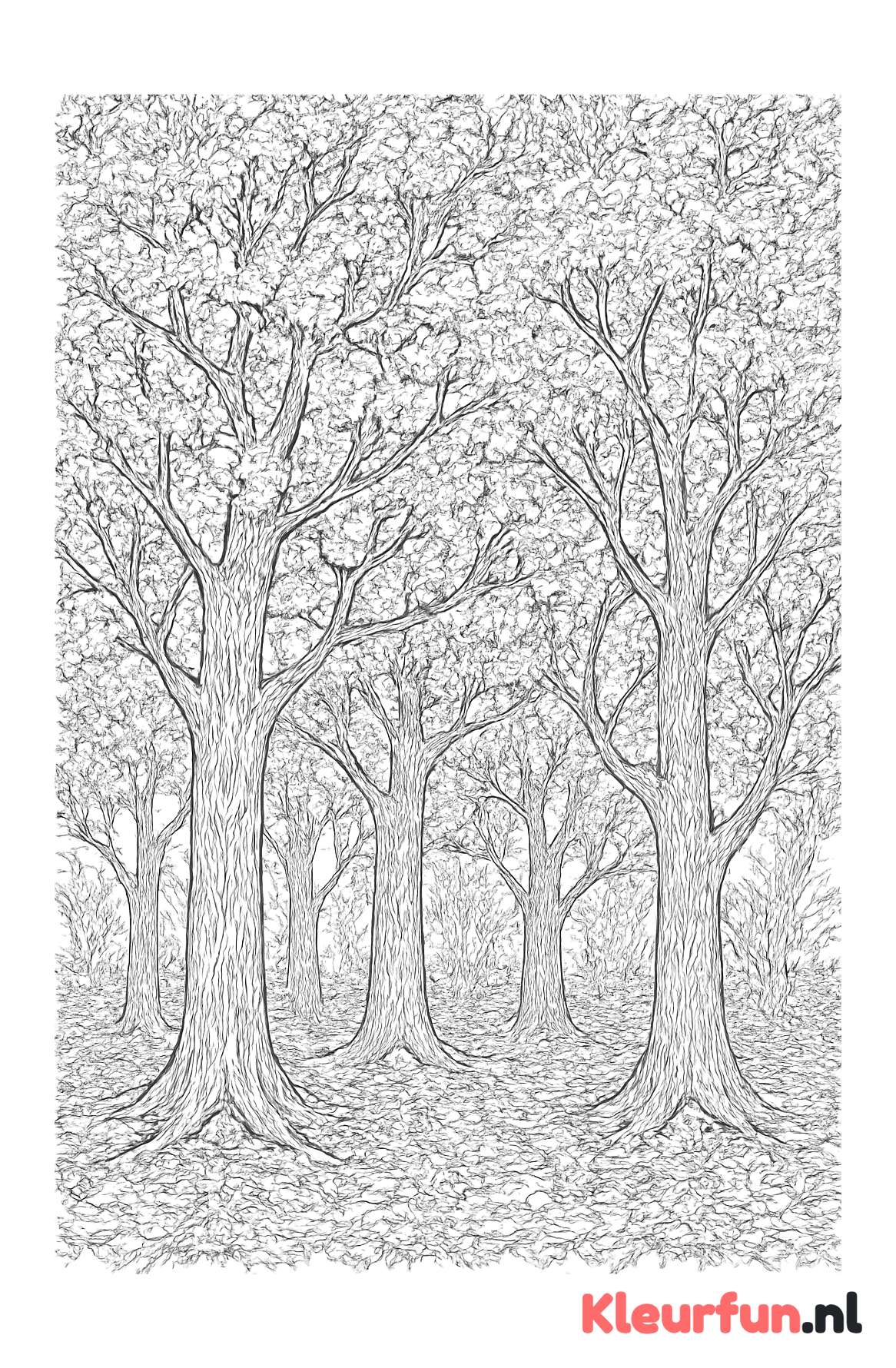 Bos van gedetailleerde herfstbomen