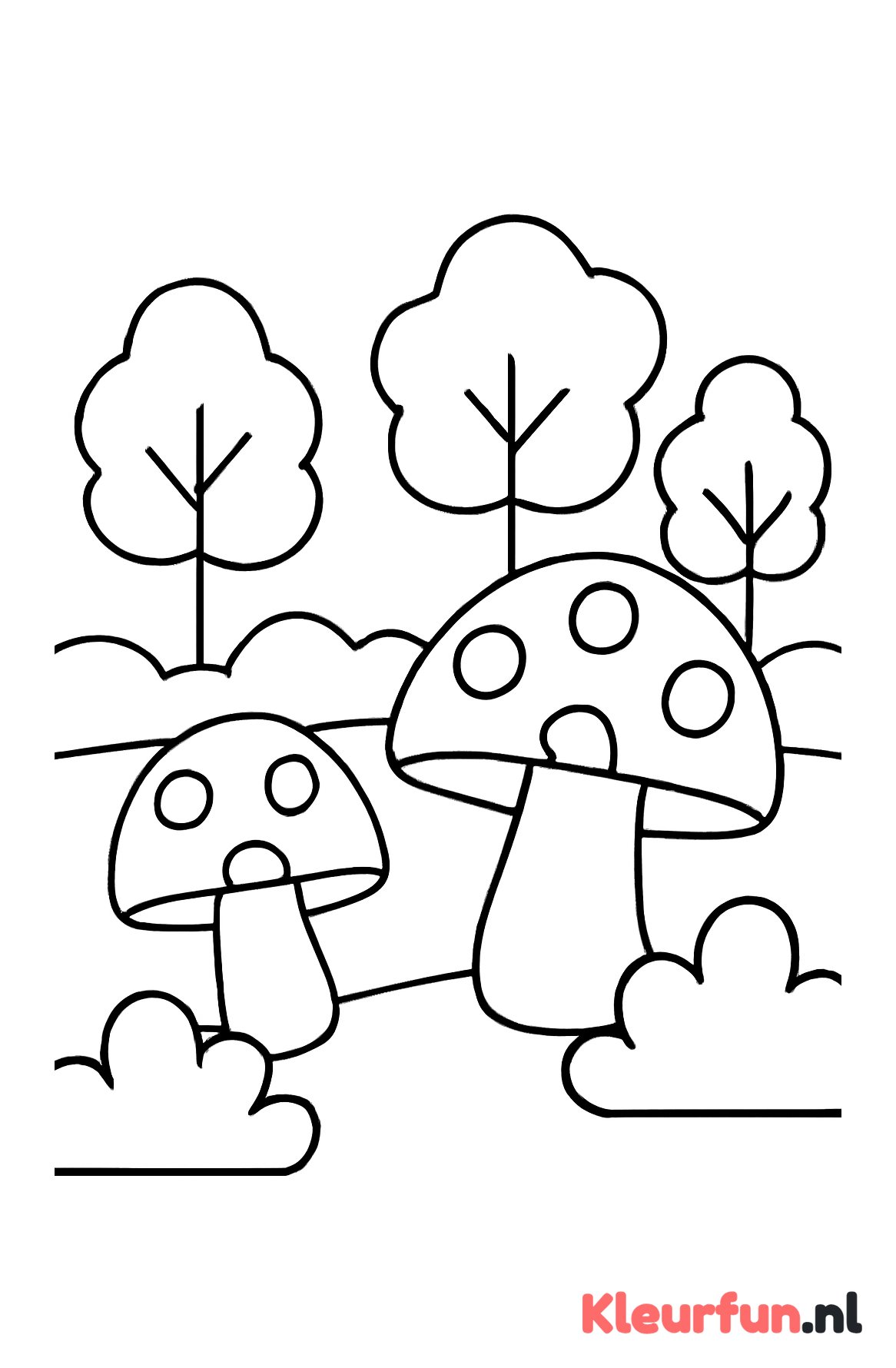Bos met paddestoelen