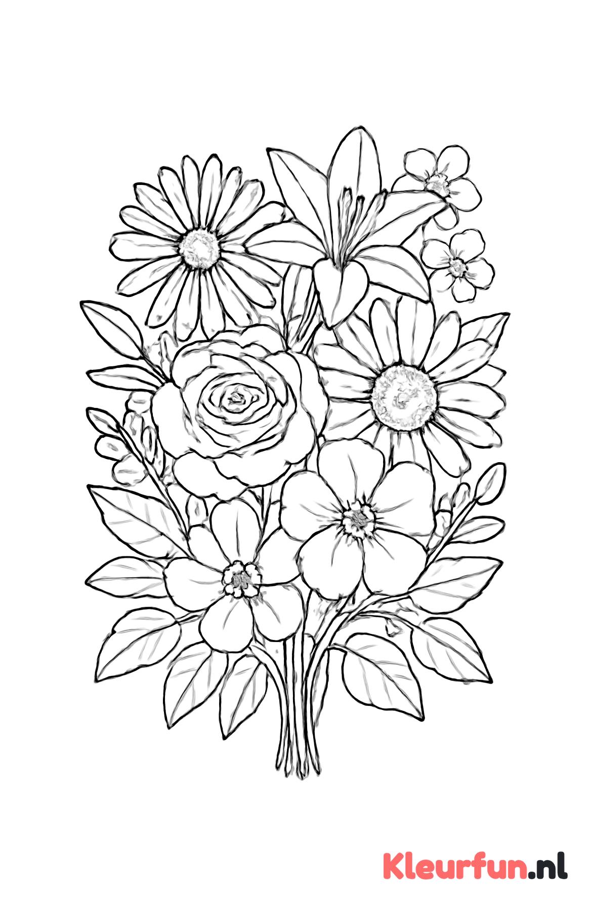 Complex boeket van bos bloemen