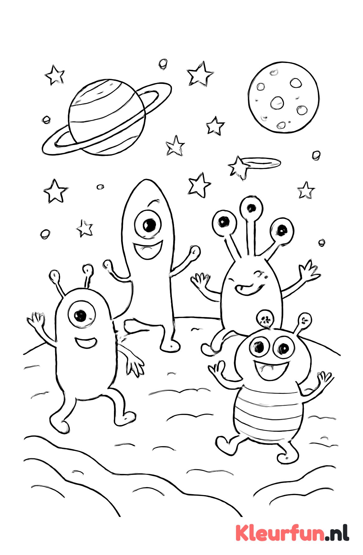 Dansende ruimtewezens op planeet