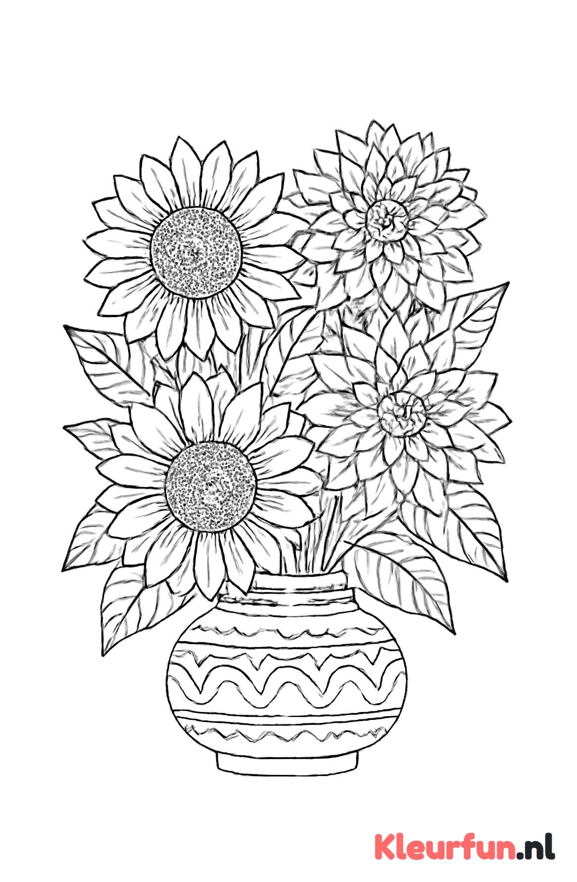 Decoratieve vaas met zonnebloemen