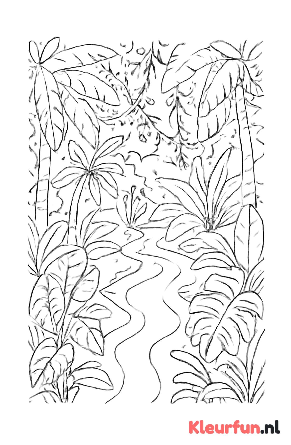 Dicht jungle landschap met rivier