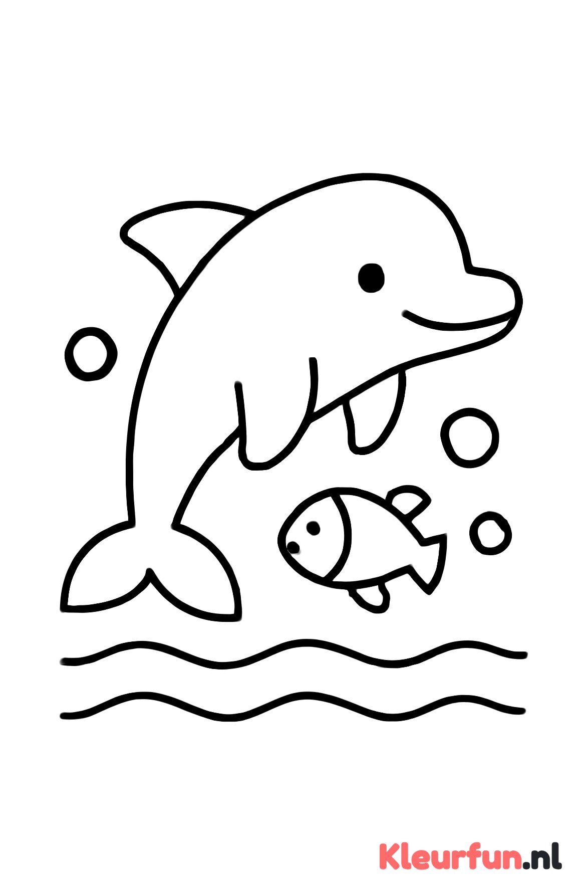 Dolfijn en vis in het water