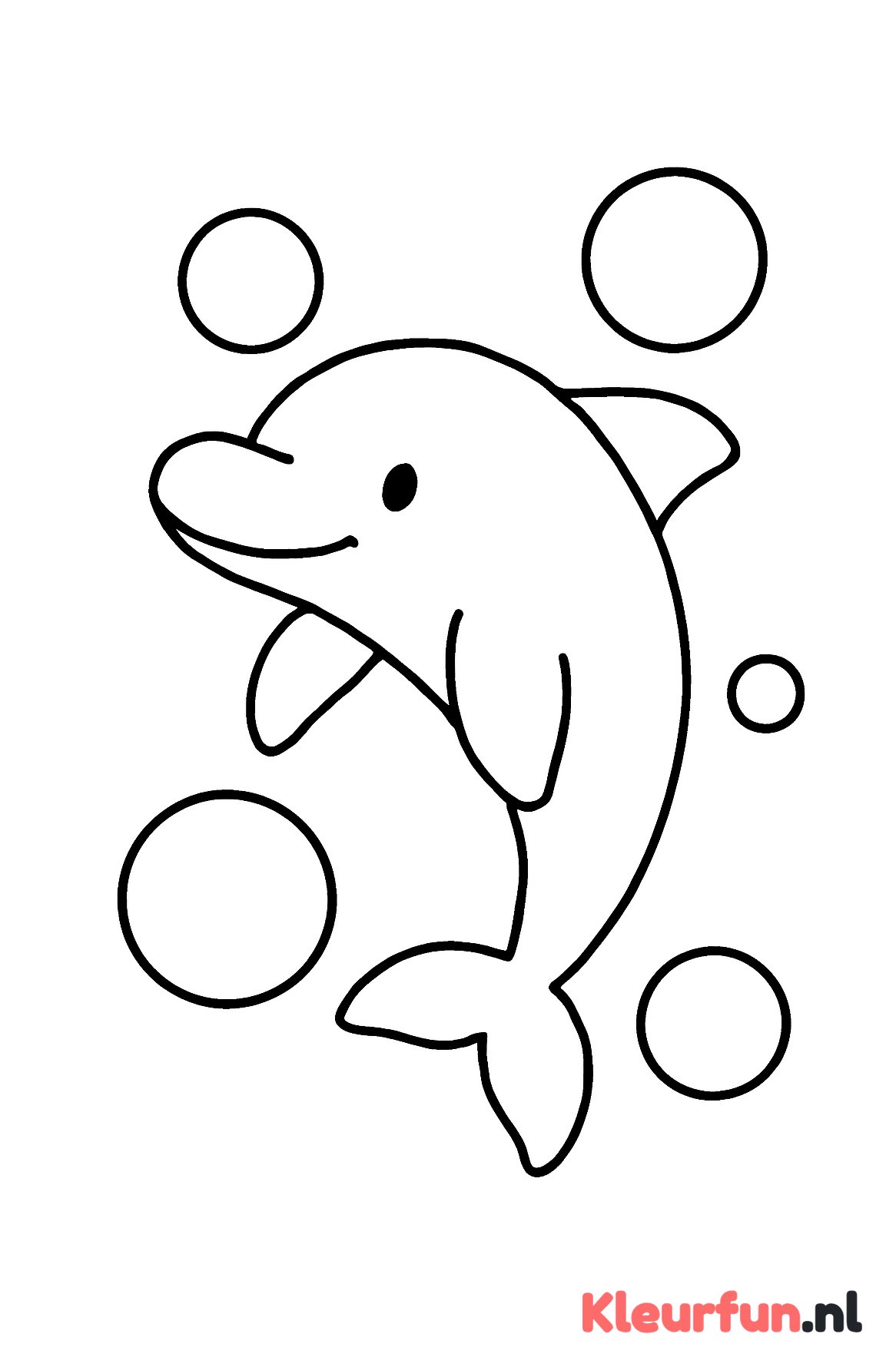 Dolfijn met grote waterbellen