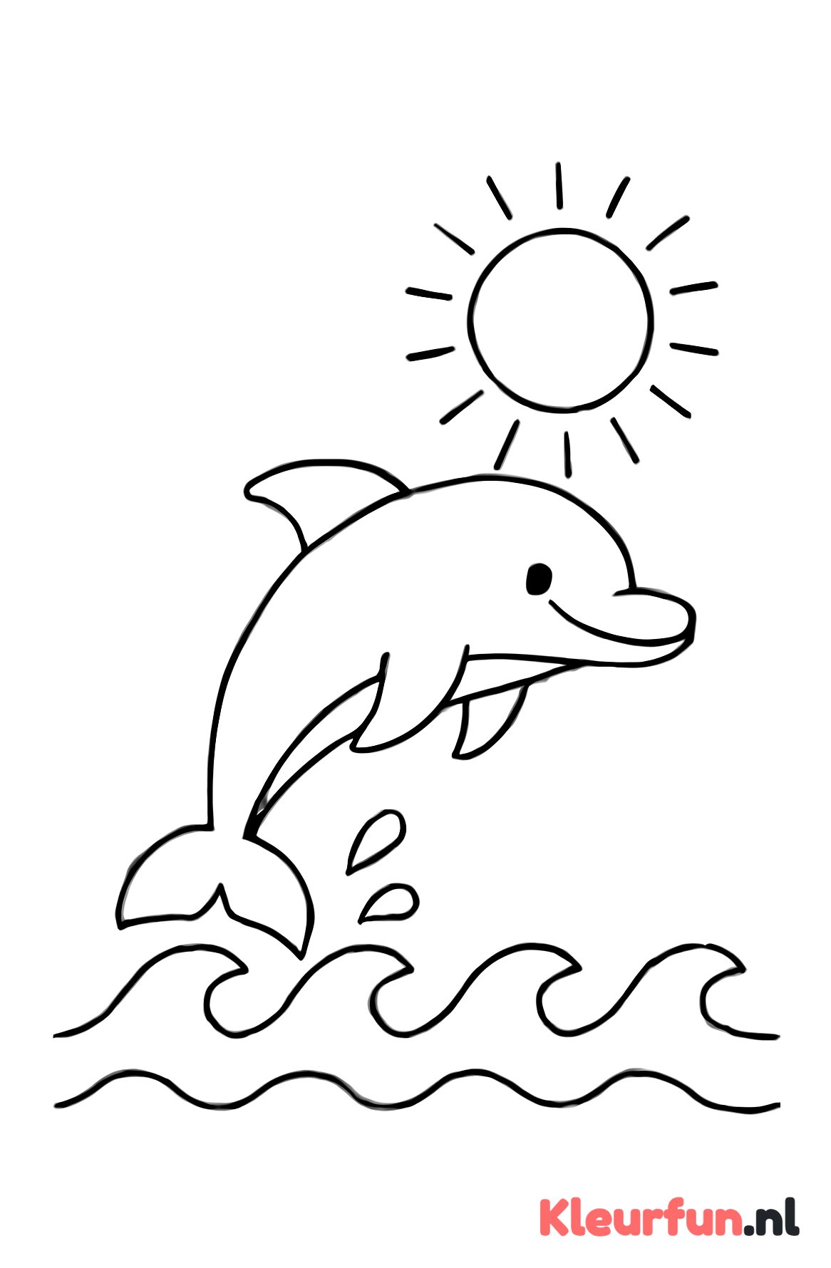Dolfijn met de zon op de achtergrond