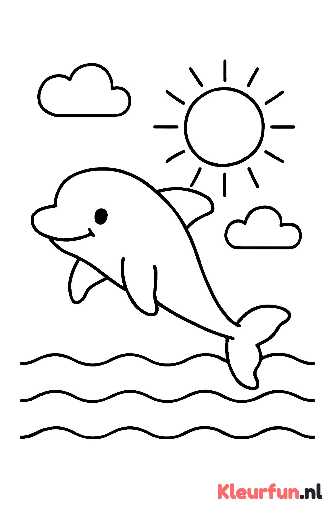 Dolfijn met zon op achtergrond