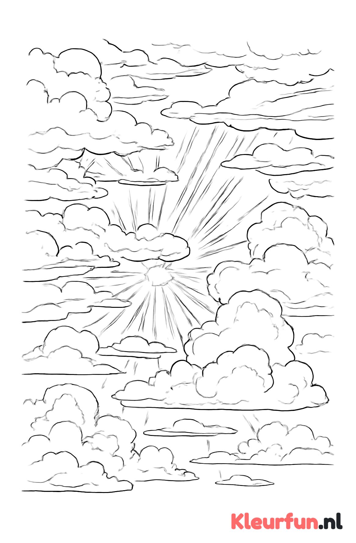 Dramatisch wolkenlandschap met zonnestralen