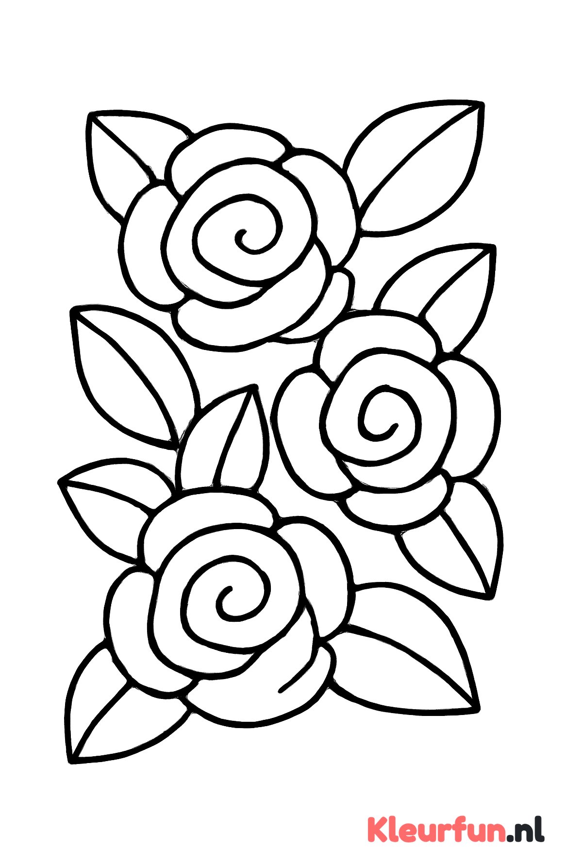 Drie grote rozen met bladeren