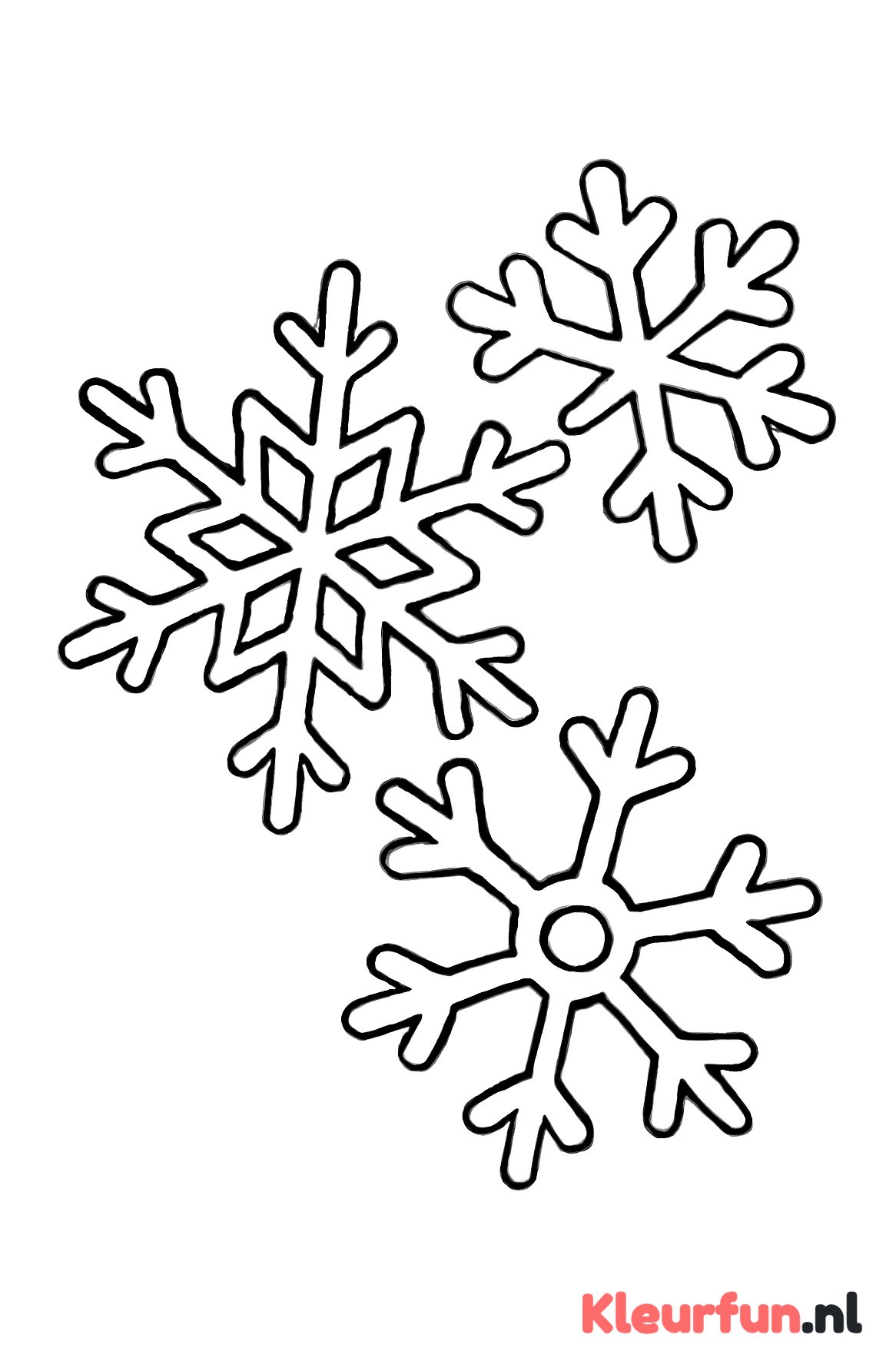 Drie grote sneeuwvlokken