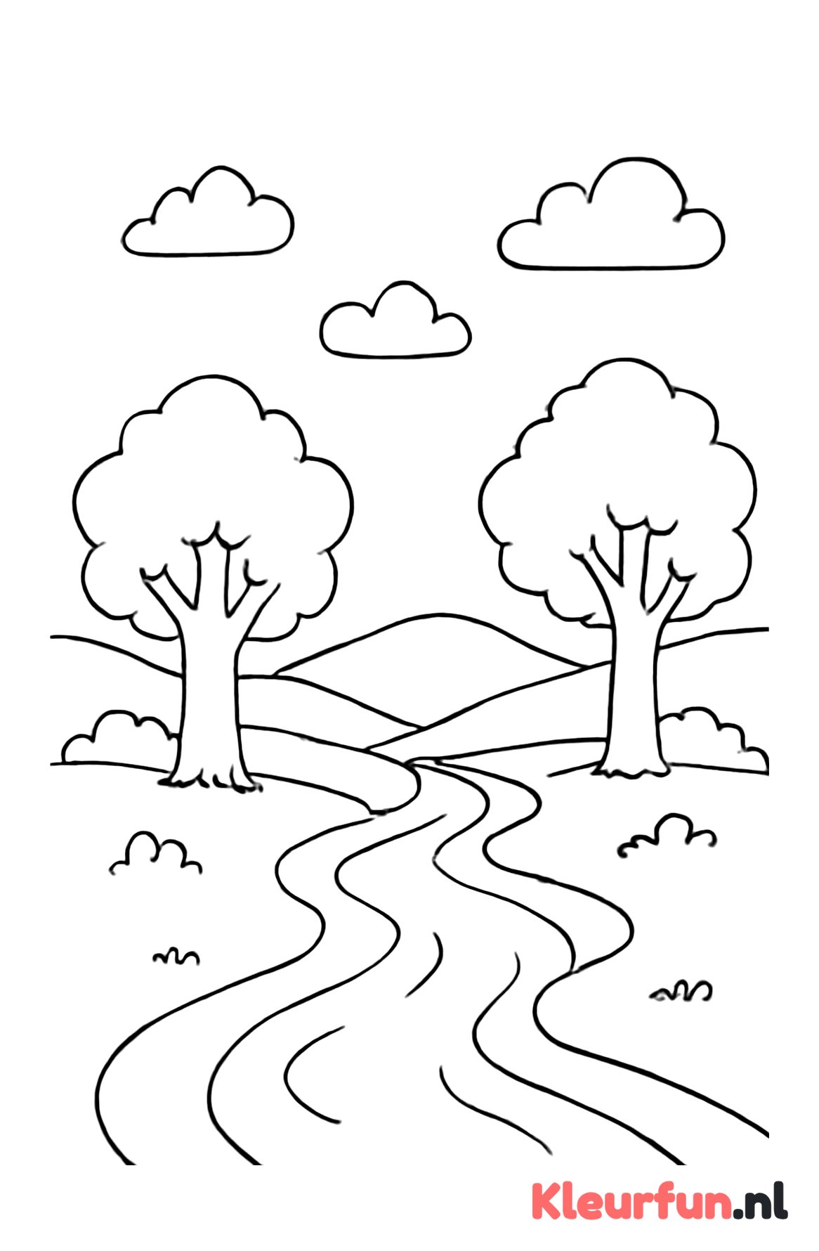 Eenvoudig valleilandschap met rivier