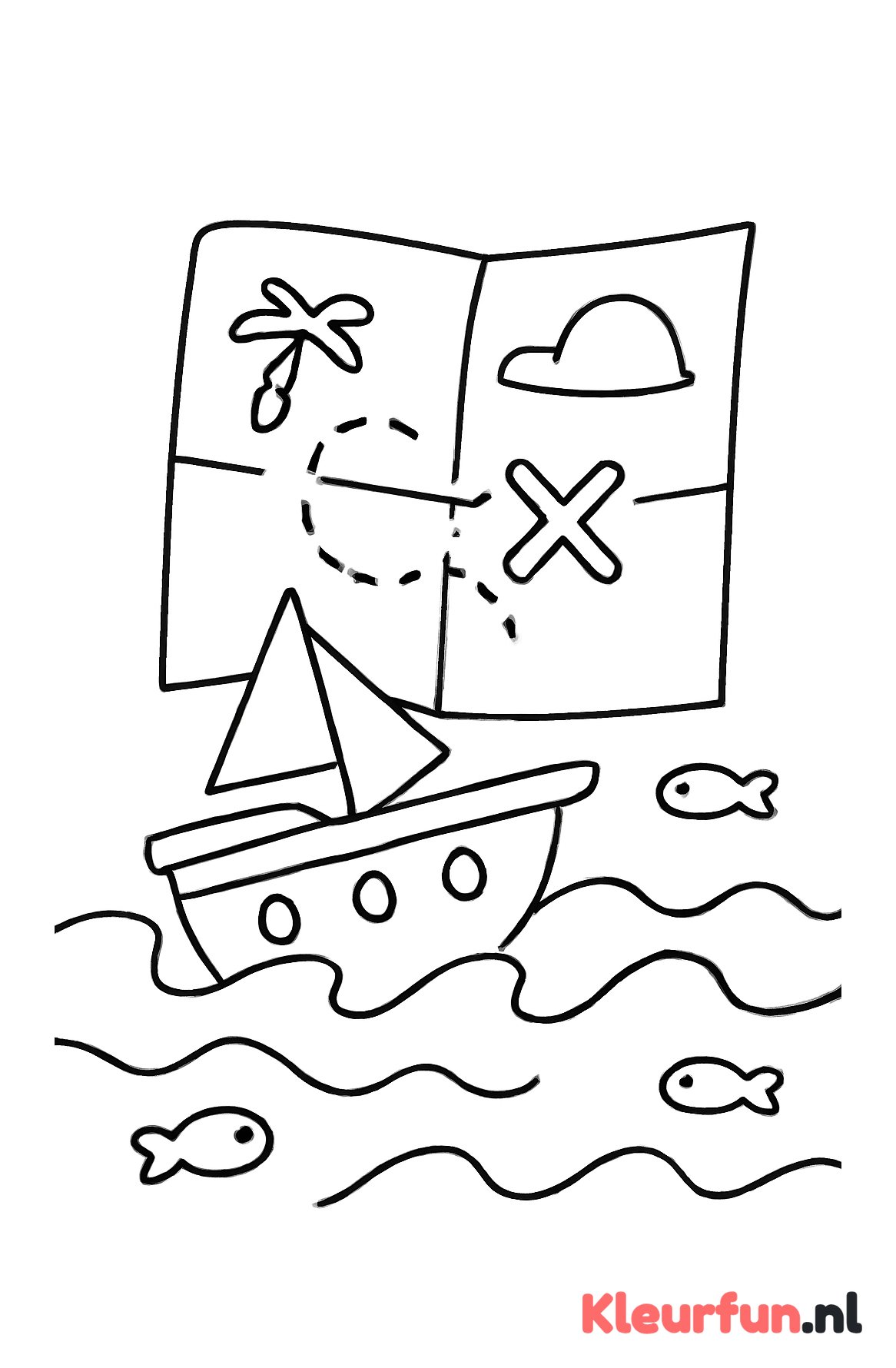 Eenvoudige schatkaart bij scheepswrak