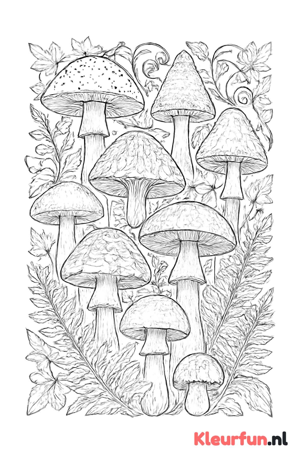 Fantasie paddenstoelen met klimop