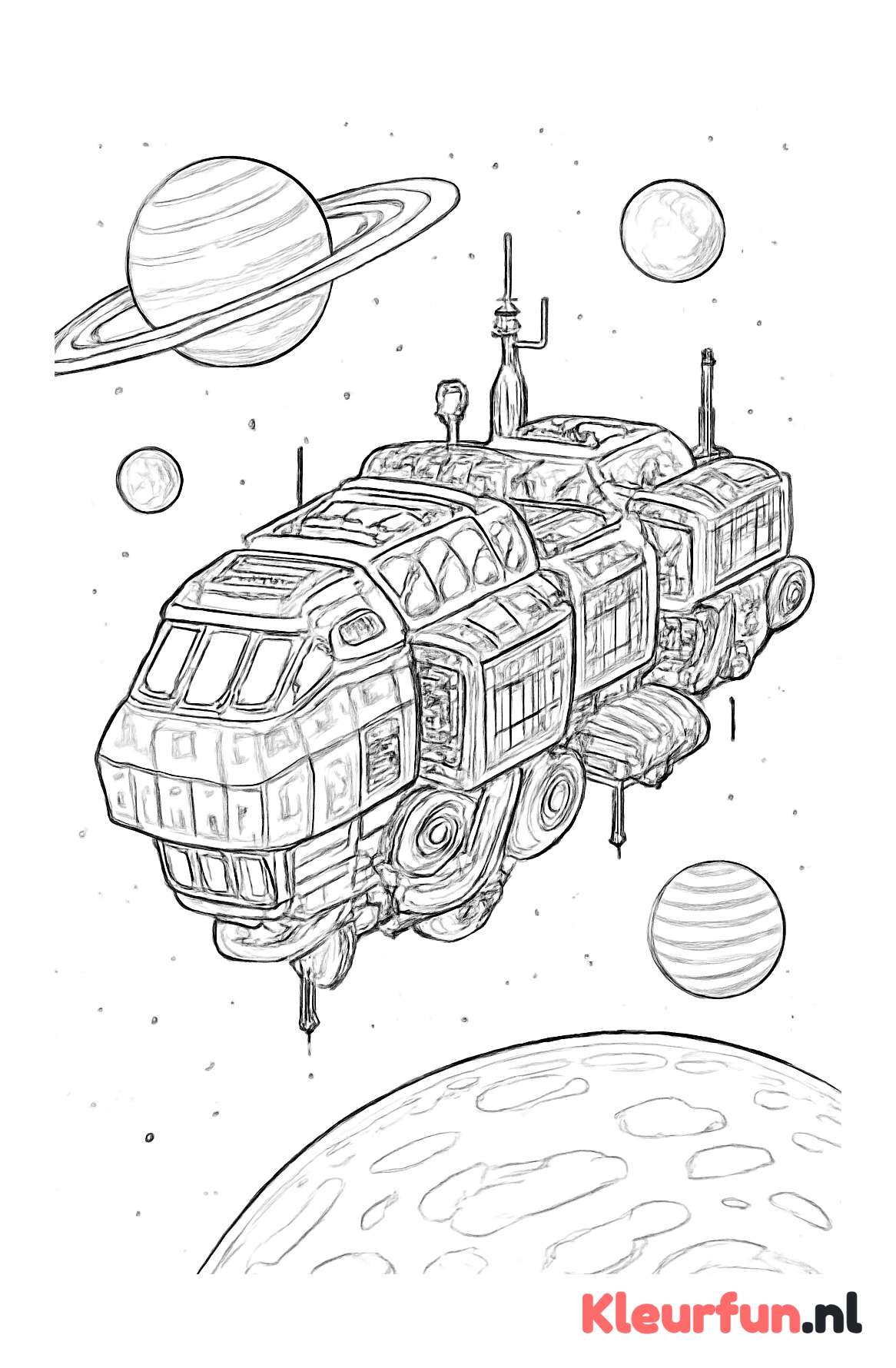 Futuristisch ruimteschip in de ruimte
