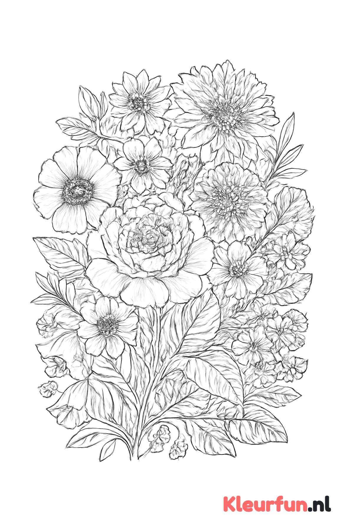 Gedetailleerd bos bloemen