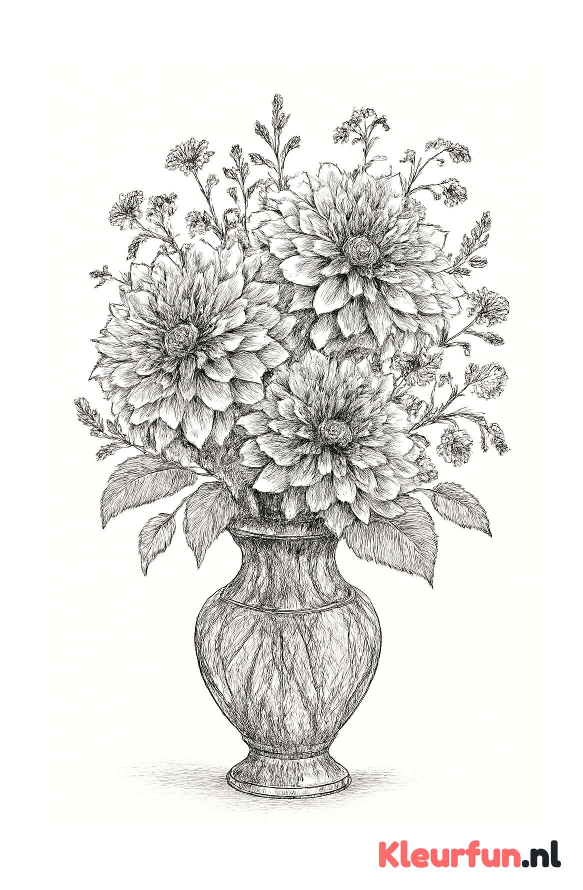 Glazen vaas met dahlia's