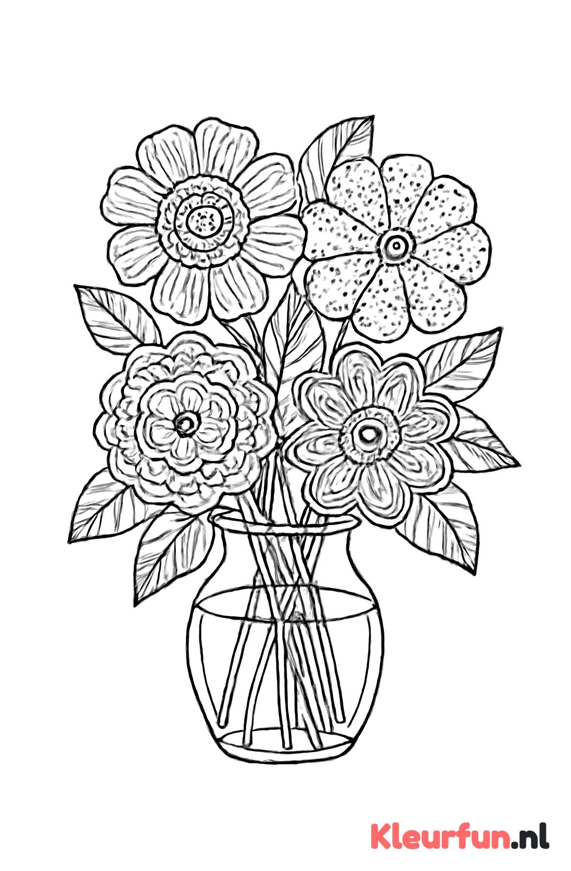 Glazen vaas met grote bloemen