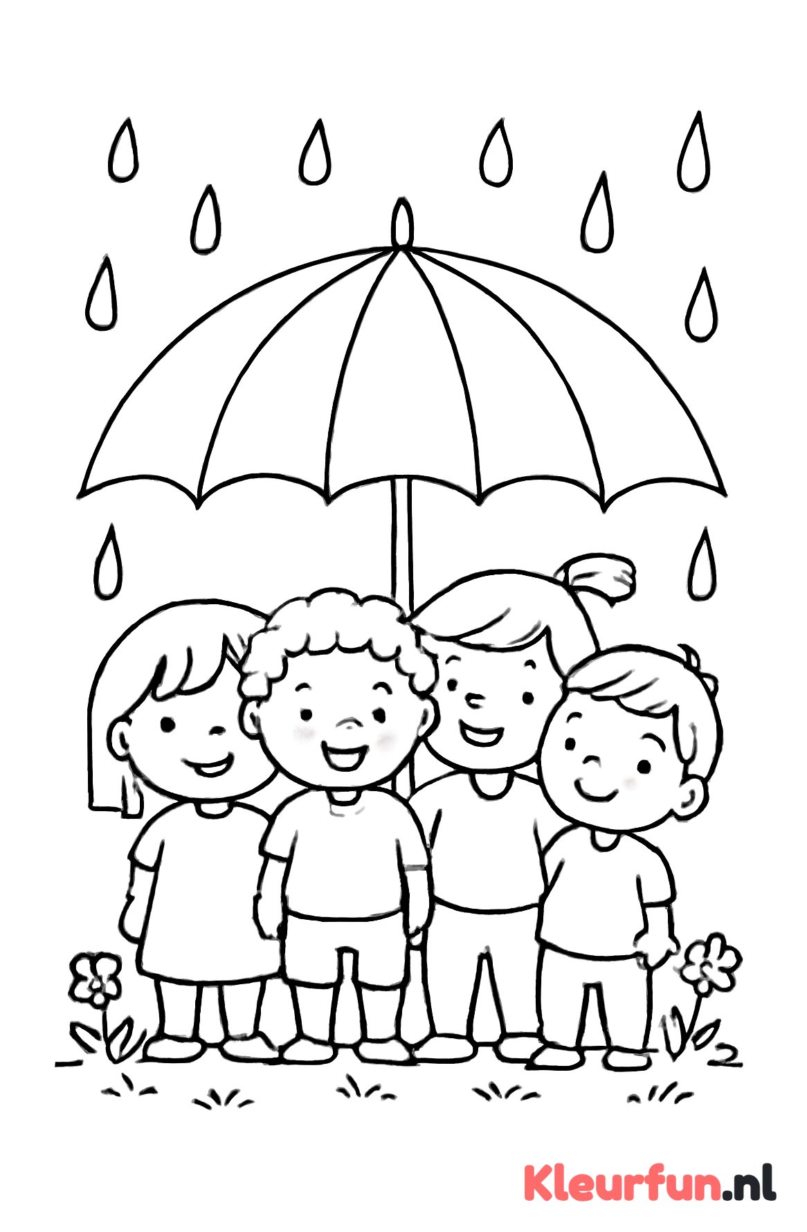 Groep kinderen onder paraplu