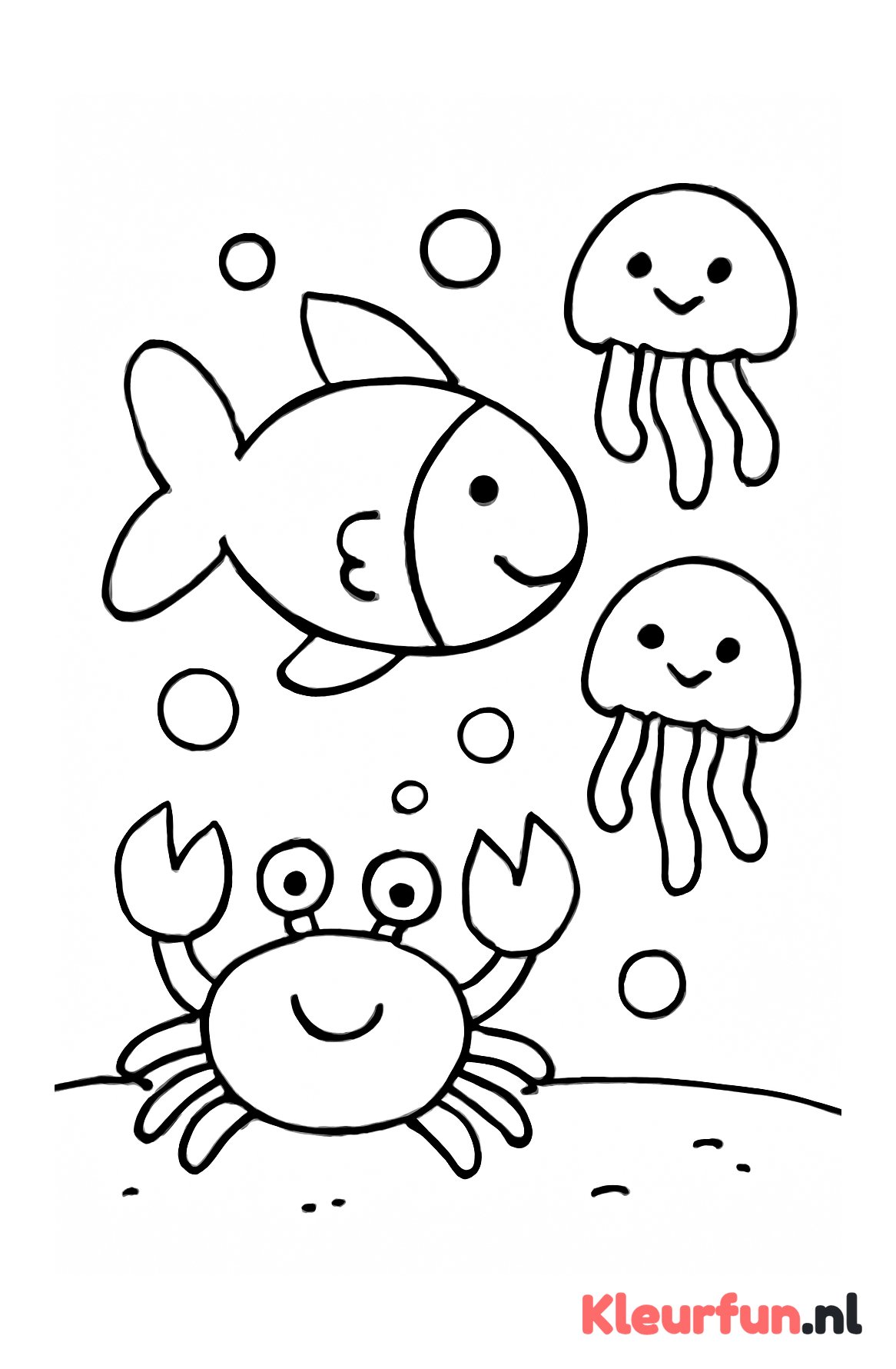 Groep zeedieren met grote vormen