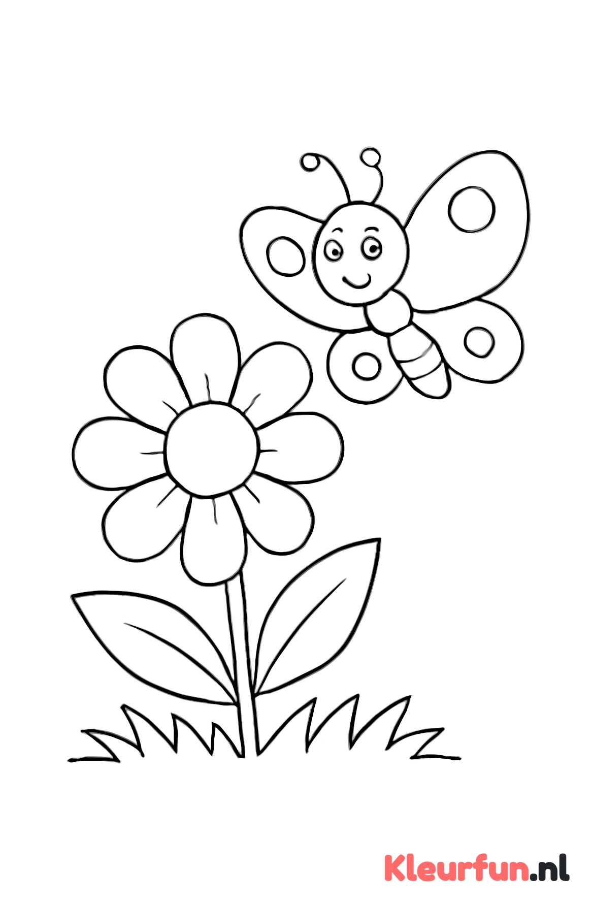 Grote bloem met vlinder