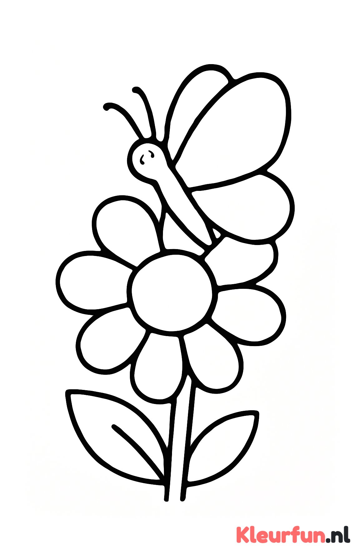 Grote bloem met vlinder
