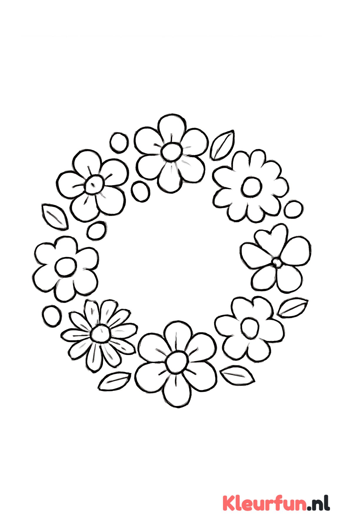 Grote bloemenkrans met diverse bloemen