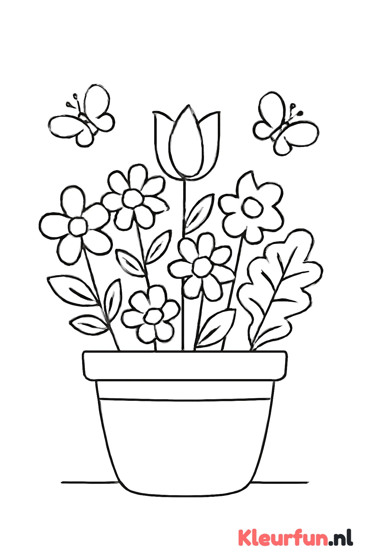 Grote bloempot met bloemen