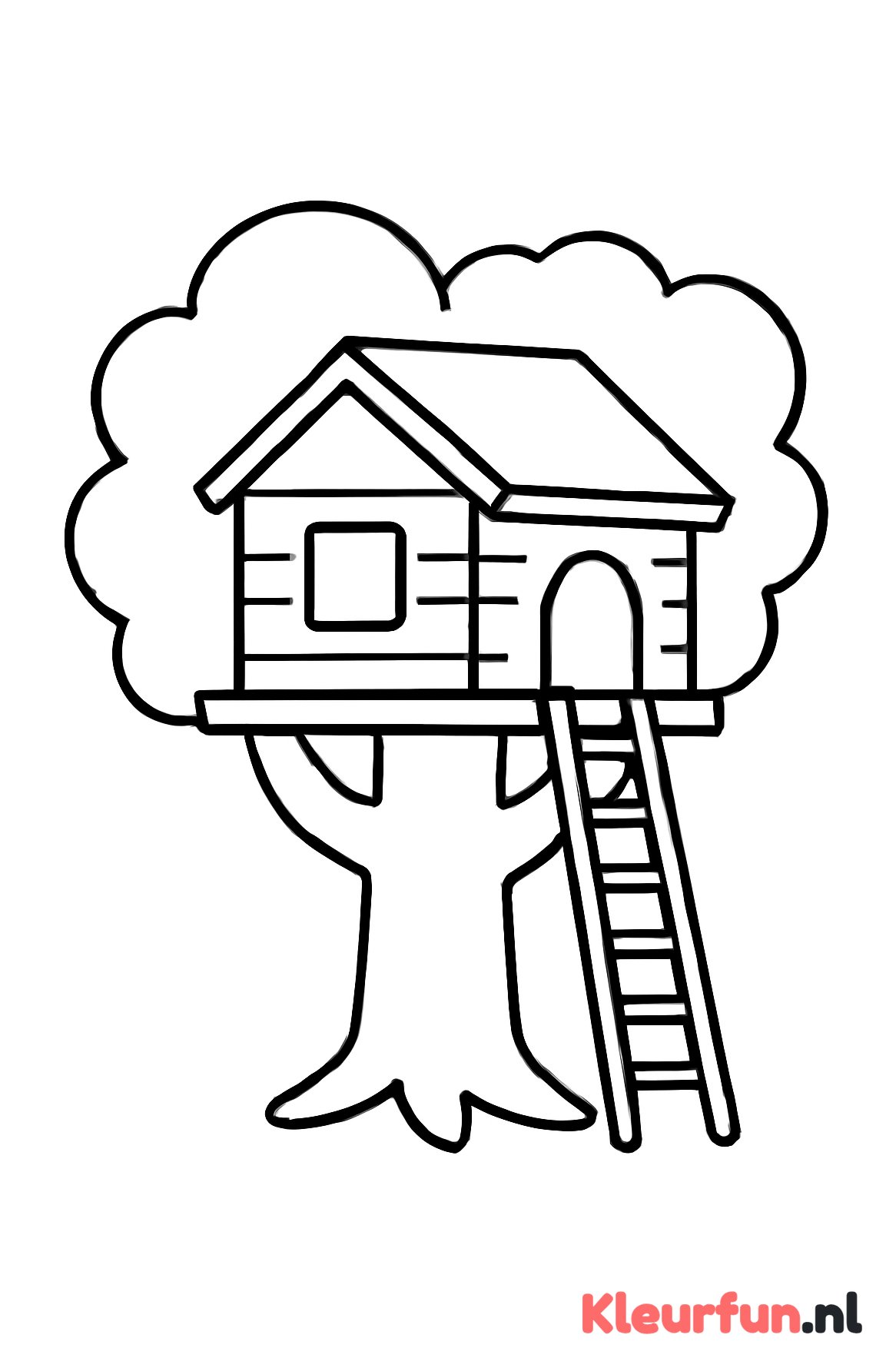 Grote boomhut met ladder
