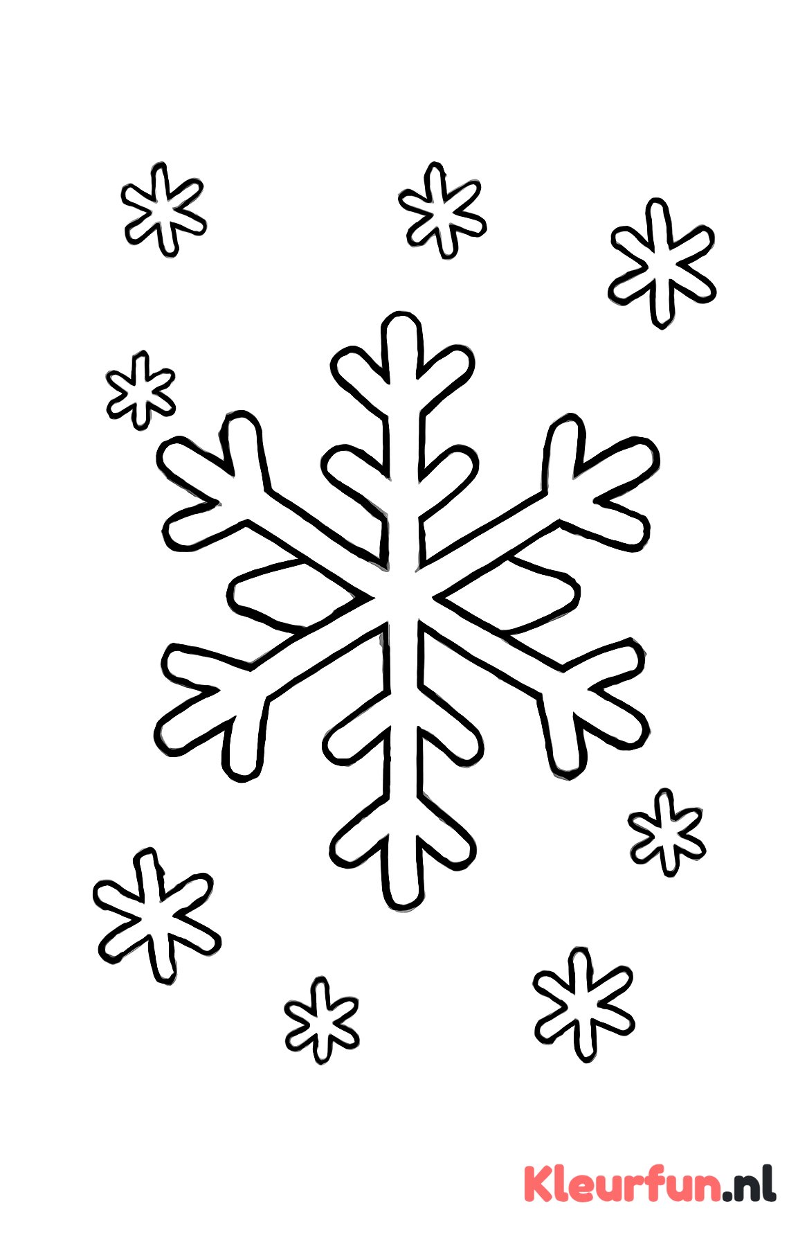 Grote Sneeuwvlok met Kleine Omringende Sneeuwvlokken