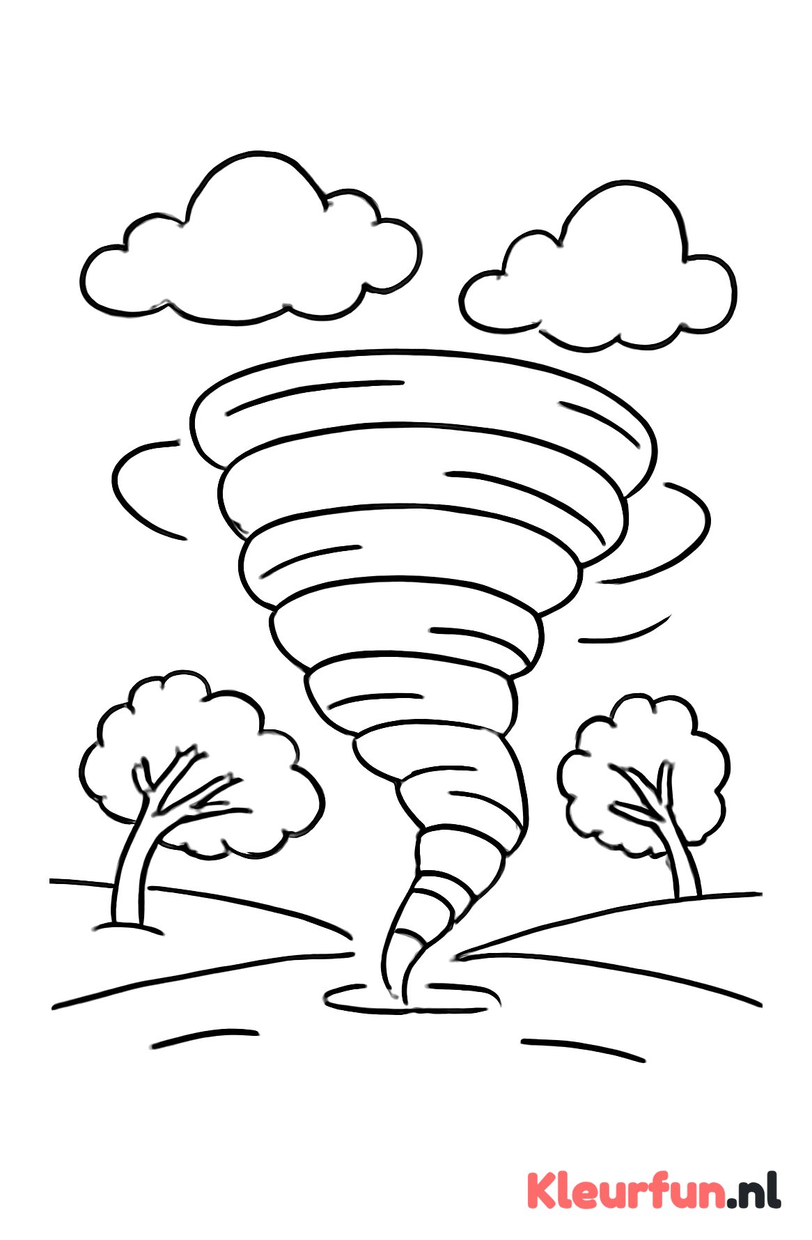 Grote draaiende tornado in het veld