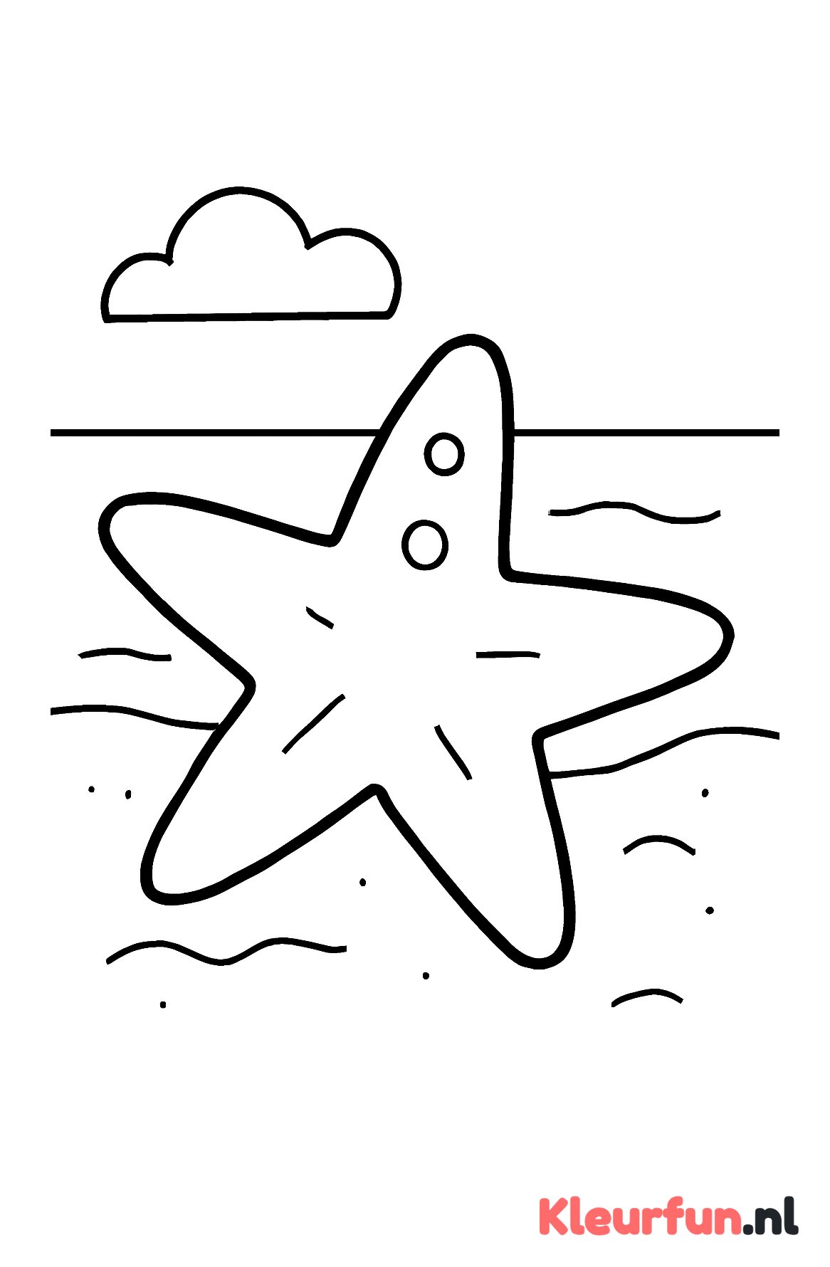 Grote eenvoudige zeester op het strand