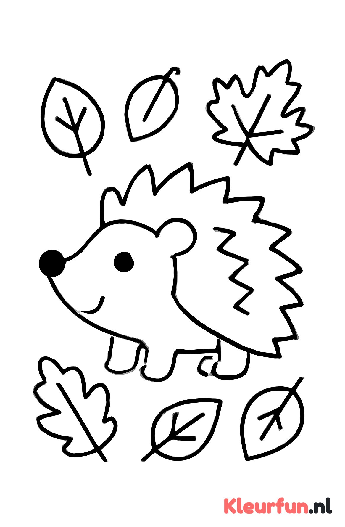 Grote egel met herfstbladeren
