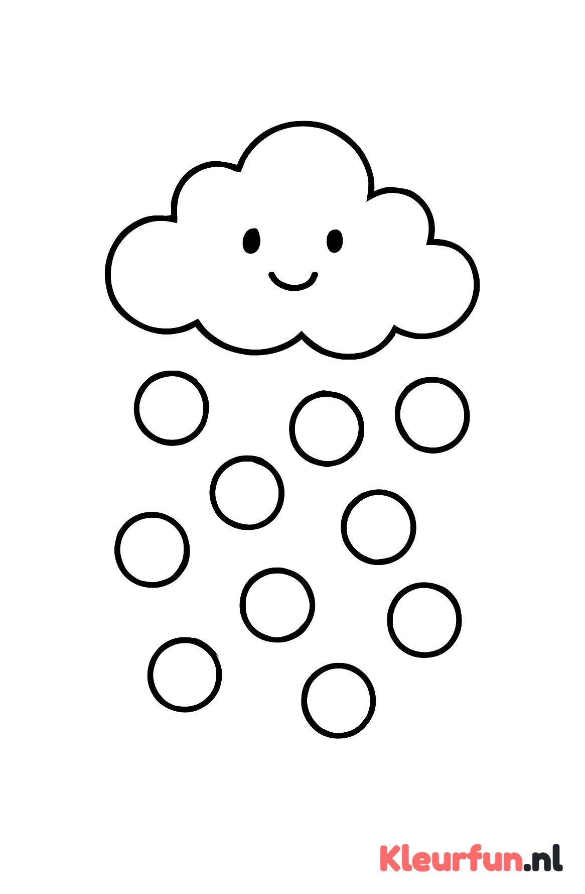 Eenvoudige hagelstenen en wolk kleurplaat