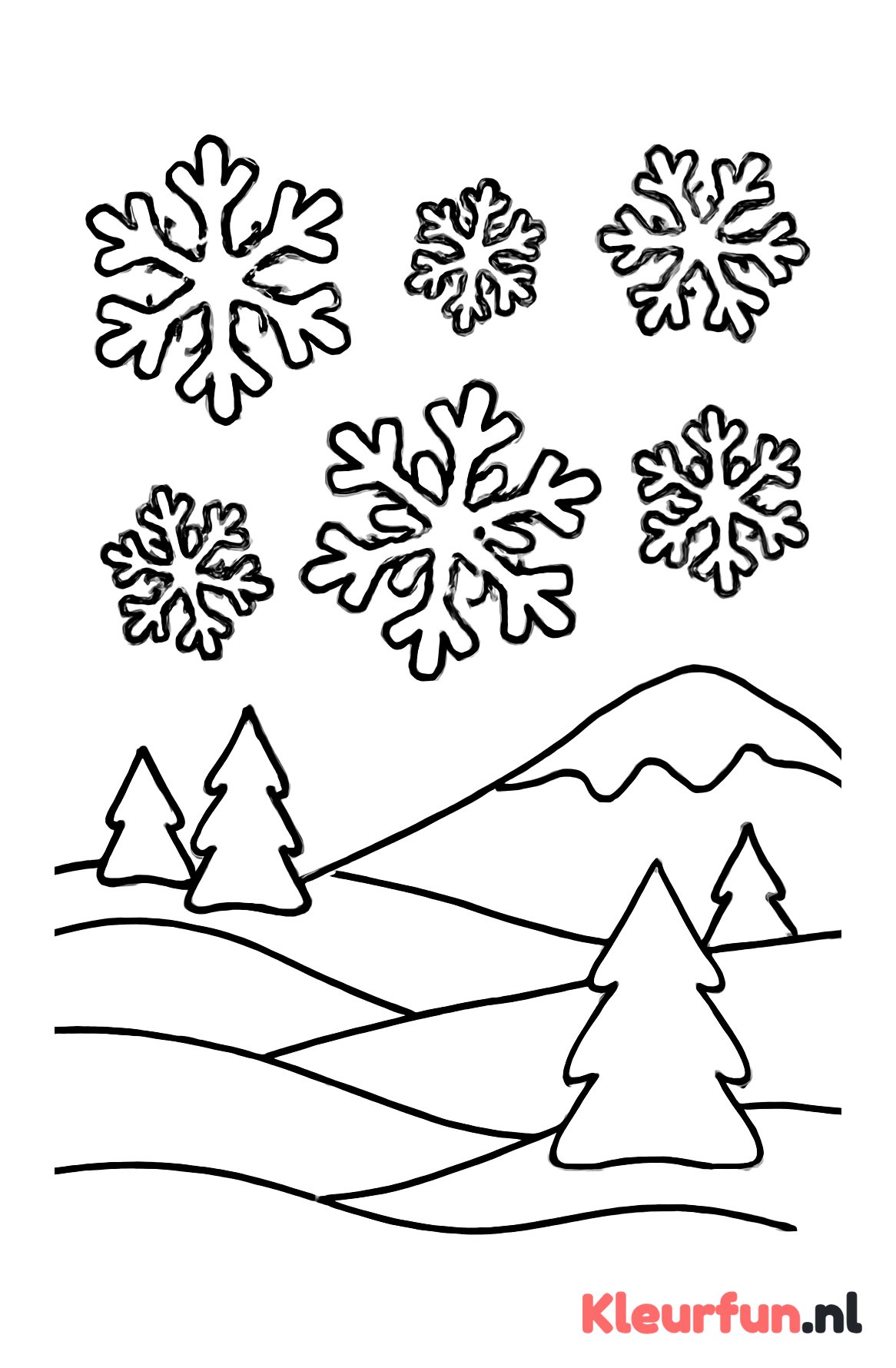 Grote ijsvlokken in winterlandschap