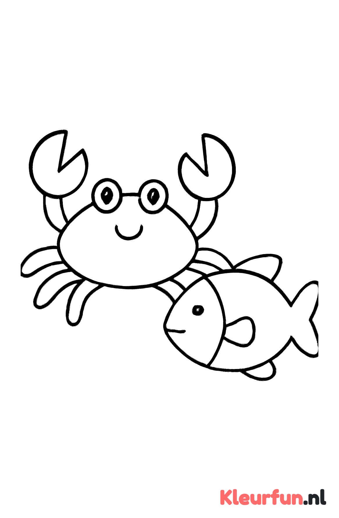 Grote krab en vis